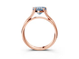 Rose gold Fancy Blue Heart Cut Diamond Solitaire Twist Band Prong Setting Ring_58
