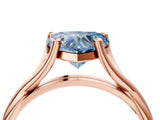 Rose gold Fancy Blue Heart Cut Diamond Solitaire Twist Band Prong Setting Ring_59