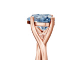 Rose gold Fancy Blue Heart Cut Diamond Solitaire Twist Band Prong Setting Ring_60