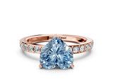 Rose gold Fancy Blue Heart  Cut Diamond Solitaire with Pave Band and Four-Prong Setting 1