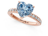 Rose gold Fancy Blue Heart  Cut Diamond Solitaire with Pave Band and Four-Prong Setting 2