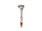 Rose gold Fancy Blue Heart  Cut Diamond Solitaire with Pave Band and Four-Prong Setting 3