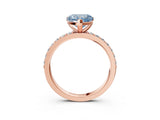 Rose gold Fancy Blue Heart  Cut Diamond Solitaire with Pave Band and Four-Prong Setting 4