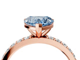 Rose gold Fancy Blue Heart  Cut Diamond Solitaire with Pave Band and Four-Prong Setting 5