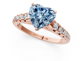 Rose gold Fancy Blue Heart  Cut Diamond Solitaire with Pave Band and Four-Prong Setting_131