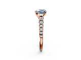 Rose gold Fancy Blue Heart  Cut Diamond Solitaire with Pave Band and Four-Prong Setting_132