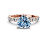 Rose gold Fancy Blue Heart Cut Diamond Solitaire with Side Stones, Pave Band, Four-Prong Setting_107