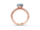 Rose gold Fancy Blue Heart Cut Diamond Solitaire with Side Stones, Pave Band, Four-Prong Setting_110