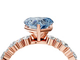 Rose gold Fancy Blue Heart Cut Diamond Solitaire with Side Stones, Pave Band, Four-Prong Setting_111