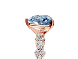 Rose gold Fancy Blue Heart Cut Diamond Solitaire with Side Stones, Pave Band, Four-Prong Setting_112