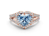 Rose gold Fancy Blue Heart Cut Diamond Split Shank Halo Ring with Four-Prong Setting_70
