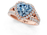 Rose gold Fancy Blue Heart Cut Diamond Split Shank Halo Ring with Four-Prong Setting_71