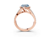 Rose gold Fancy Blue Heart Cut Diamond Split Shank Halo Ring with Four-Prong Setting_73