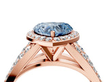 Rose gold Fancy Blue Heart Cut Diamond Split Shank Halo Ring with Four-Prong Setting_74