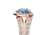 Rose gold Fancy Blue Heart Cut Diamond Split Shank Halo Ring with Four-Prong Setting_75