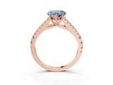 Rose gold Fancy Blue Heart Cut Diamond Split Shank Pavé Engagement Ring with Four-Prong Setting_101