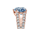 Rose gold Fancy Blue Heart Cut Diamond Split Shank Pavé Engagement Ring with Four-Prong Setting_103
