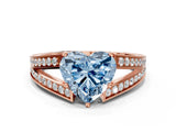 Rose gold Fancy Blue Heart Cut Diamond Split Shank Ring with Pavé Band and Four-Prong Setting_57