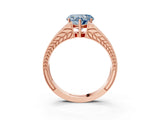 Rose gold Fancy Blue Heart Cut Diamond Split Shank Ring with Pavé Band and Four-Prong Setting_60