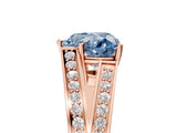 Rose gold Fancy Blue Heart Cut Diamond Split Shank Ring with Pavé Band and Four-Prong Setting_62
