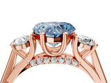 Rose gold Fancy Blue Heart Cut Diamond Three-Stone Engagement Ring with Prong Setting and Pavé Band_4
