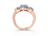 Rose gold Fancy Blue Heart Cut Diamond Three-Stone Ring with Prong Setting and Classic Band_128