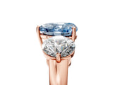 Rose gold Fancy Blue Heart Cut Diamond Three-Stone Ring with Prong Setting and Classic Band_130