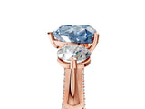 Rose gold Fancy Blue Heart Cut Diamond Three-Stone Ring with Prong Setting and Pavé Band_5