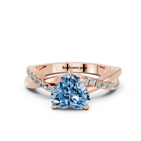Rose gold Fancy Blue Heart  Cut Diamond Twist Band Solitaire with Prong Setting_11