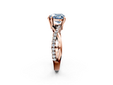 Rose gold Fancy Blue Heart  Cut Diamond Twist Band Solitaire with Prong Setting_69