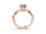 Rose gold Fancy Blue Heart  Cut Diamond Twist Band Solitaire with Prong Setting_70