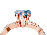 Rose gold Fancy Blue Heart  Cut Diamond Twist Band Solitaire with Prong Setting_71