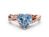 Rose gold Fancy Blue Heart  Cut Diamond Twisted Band Engagement Ring with Prong Setting_3