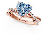 Rose gold Fancy Blue Heart  Cut Diamond Twisted Band with Pavé Setting and Four-Prong Setting_20