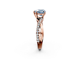 Rose gold Fancy Blue Heart  Cut Diamond Twisted Band with Pavé Setting and Four-Prong Setting_21