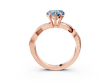 Rose gold Fancy Blue Heart  Cut Diamond Twisted Band with Pavé Setting and Four-Prong Setting_22