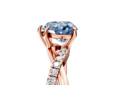Rose gold Fancy Blue Heart  Cut Diamond Twisted Band with Pavé Setting and Four-Prong Setting_24