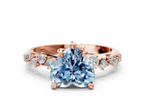 Rose gold Fancy Blue Heart  Cut Diamond Vine Band with Four-Prong Setting_57
