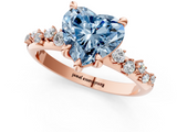 Rose gold Fancy Blue Heart  Cut Diamond Vine Band with Four-Prong Setting_58