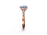 Rose gold Fancy Blue Heart  Cut Diamond Vine Band with Four-Prong Setting_59