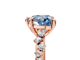Rose gold Fancy Blue Heart  Cut Diamond Vine Band with Four-Prong Setting_62