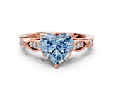 Rose gold Fancy Blue Heart  Cut Diamond with Milgrain Marquise and Bezel Accents on a Solitaire Band with Prong Setting_209