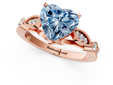 Rose gold Fancy Blue Heart  Cut Diamond with Milgrain Marquise and Bezel Accents on a Solitaire Band with Prong Setting_210