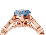 Rose gold Fancy Blue Heart  Cut Diamond with Milgrain Marquise and Bezel Accents on a Solitaire Band with Prong Setting_213