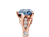 Rose gold Fancy Blue Heart  Cut Diamond with Milgrain Marquise and Bezel Accents on a Solitaire Band with Prong Setting_214