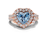 Rose gold Fancy Blue Heart  Cut Double Halo Diamond Engagement Ring with Pave Band and Four-Prong Setting_25