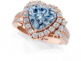 Rose gold Fancy Blue Heart  Cut Double Halo Diamond Engagement Ring with Pave Band and Four-Prong Setting_26