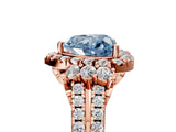 Rose gold Fancy Blue Heart  Cut Double Halo Diamond Engagement Ring with Pave Band and Four-Prong Setting_30