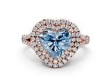 Rose gold Fancy Blue Heart  Cut Double Halo Split Shank Diamond Ring with Prong Setting_49