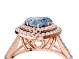 Rose gold Fancy Blue Heart  Cut Double Halo Split Shank Diamond Ring with Prong Setting_53